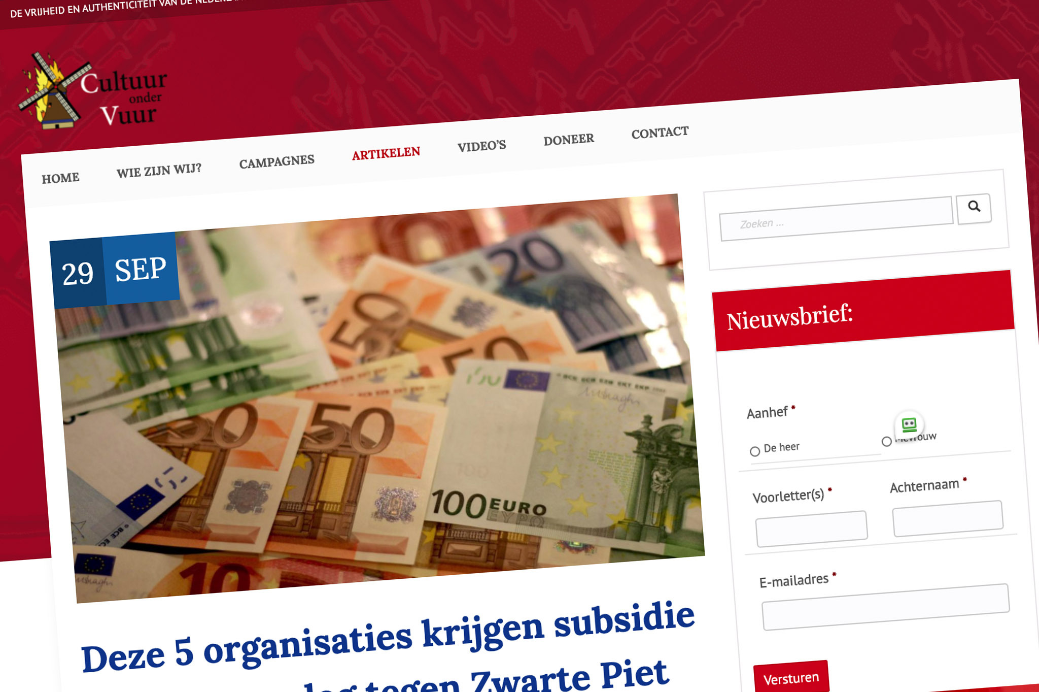Header doneer website